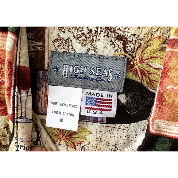 High Seas Trading Co. Wine Tasting and Vineyard Cotton Camp Shirt MADE IN USA, M - Picture 7 of 7